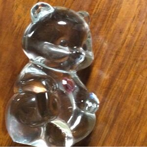Fenton Glass Bear With Pink Heart